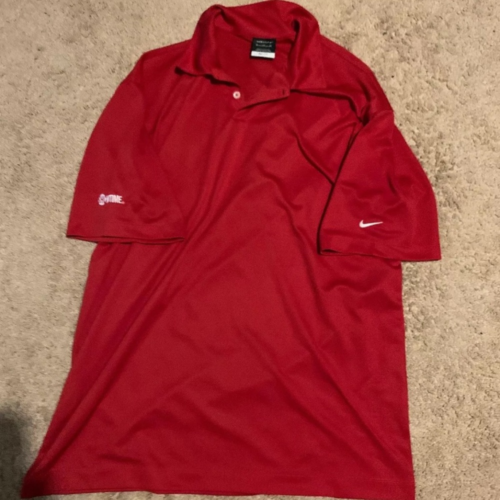 Red Nike Dri-Fit Polo shirt